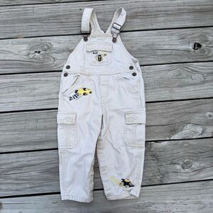 Vintage Y2K Miniwear Khaki Race Car Boys Toddler Overalls